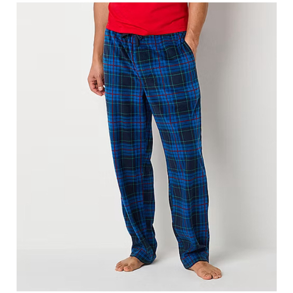 Men's St. John's Bay Pajama Pants Size L Blue Plaid - Picture 1 of 2
